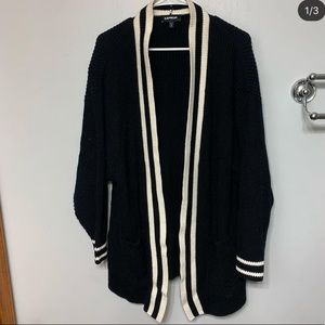 Express Black/Cream Stripe Cardigan